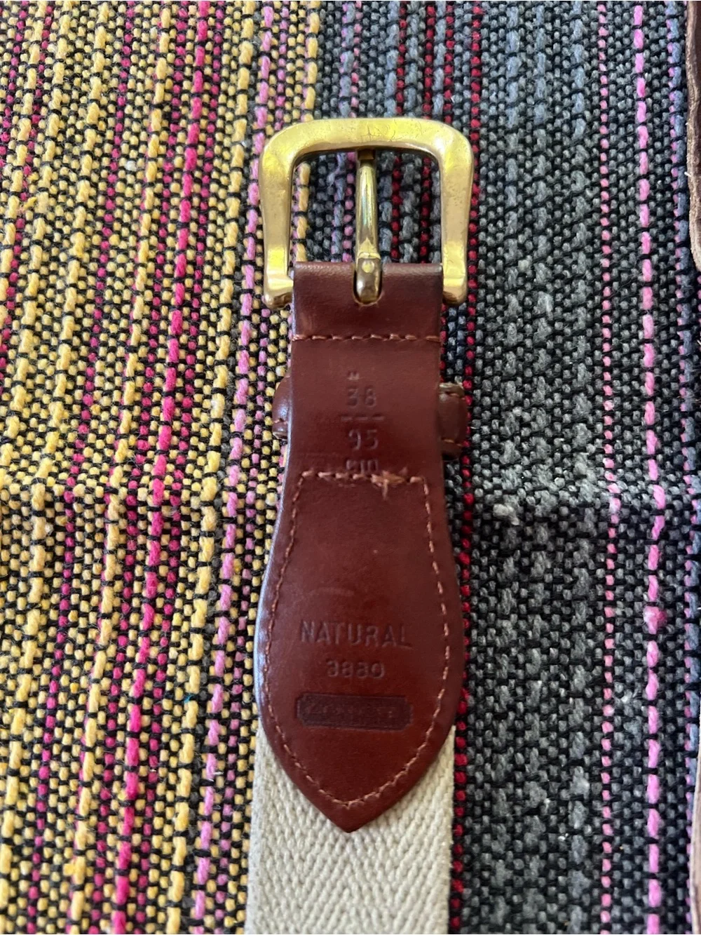 Coach Linen Leather Men's Surcingle Belt White Size 38 90 CM Vintage